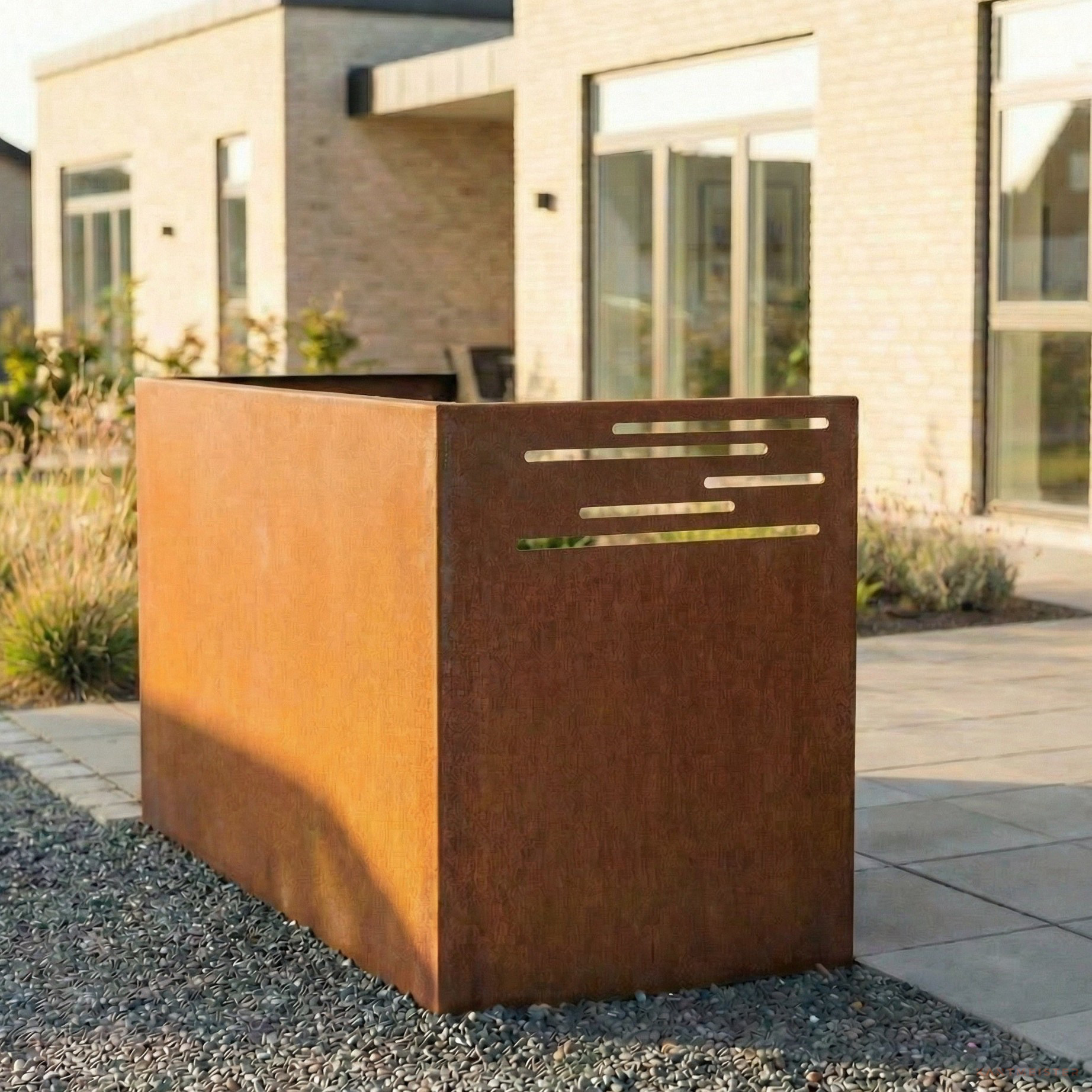 Mülltonnenverkleidung aus Cortenstahl Design-Modell